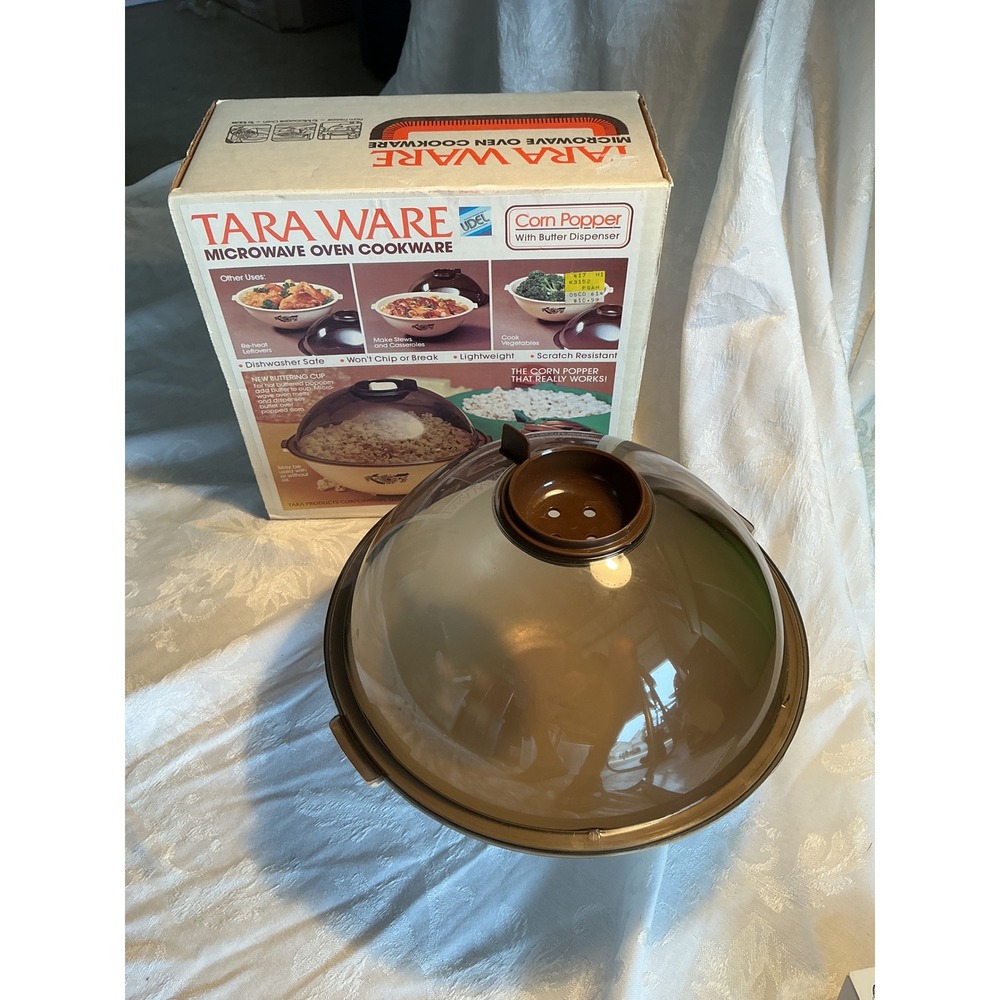Tara Ware Corn Popper Microwave Cookware 18450 Brown White Excellent Vintage new